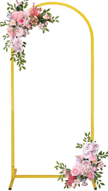 Fivenl Arch Backdrop Stand 4FT Balloon Arch Stand Stable Gold Wedding Arch Frame Metal Arch Backdrop Stand for Wedding Ceremony Birthday Party Bridal Baby Shower Banquet Decoration