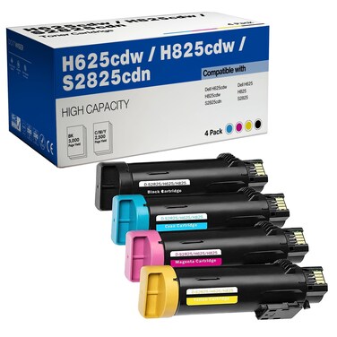 Do it Wiser Compatible Printer Toner Cartridge Replacement for Dell H625cdw H825cdw S2825cdn - High Yield Laser Cartridges 593-BBOW 593-BBOX 593-BBOY 593-BBOZ (1 Black 1 Cyan 1 Magenta 1 Yellow)