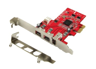 Ableconn PEX-FW107 1394b &amp; 1394a 3-Port PCI Express (PCIe) Low Profile FireWire Host Adapter Card - TI XIO2213 Chipset