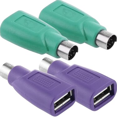 DKARDU PS/2 to USB A Adapter Male to Female Keyboard Adapter PS2 Jack to USB A Plug for Mouse and Keyboard, Replacement PS2 Keyboard Adapter, 4 PCS