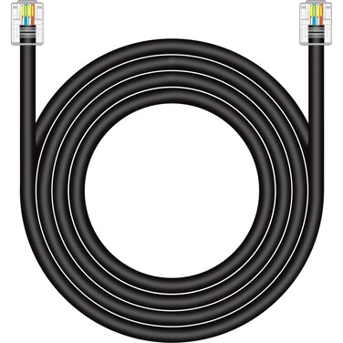 NECABLES CAT5 / CAT5e RJ11 Data Cable DSL Cable 25ft High-Speed DSL Modem Cable Twisted Wire UTP RJ11 6P4C Male to Male Black - 25 Feet