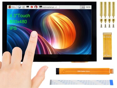 waveshare 4.3 inch DSI LCD Display for Raspberry Pi 4B/3B+/3A+/3B/2B/B+/A+/Compute Module 3+/3/4, 800&times;480 Touchscreen Capacitive IPS Screen Monitor, Support Raspbian/Ubuntu/Kali /WIN10 IoT/Retropie