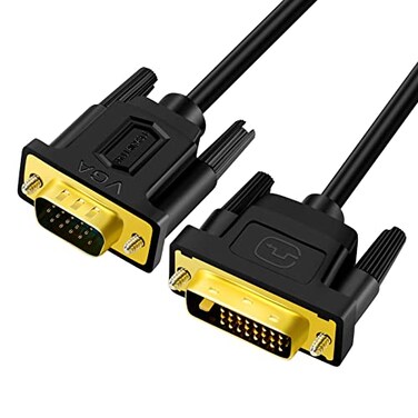 SHULIANCABLE DVI to VGA Cable, DVI-D 24+1 to VGA Cable Male to Male 1080P Full HD for HDTV PC Host Laptop Monitor and Projector (6 Feet)
