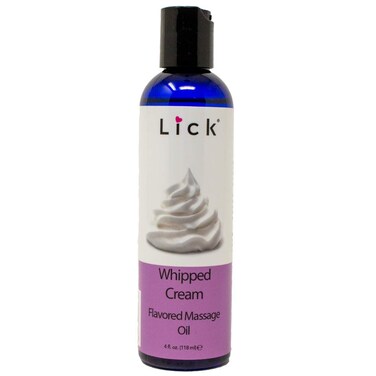 Whipped Cream Flavored Massage Oil for Couples &ndash; Edible Massaging Lotion with Vitamin E and Sweet Almond and Coconut Oil is Non Sticky and Gentle on Skin &ndash; Natural, Relaxing and Vegan (4 oz)