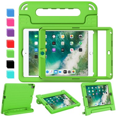 AVAWO Kids Case for iPad 9.7 2017/2018 &amp; iPad Air 2 with Built-in Screen Protector - Light Weight Shock Proof Convertible Handle Stand Friendly Kids Cover for 9.7 iPad 5th &amp; 6th Gen - Green