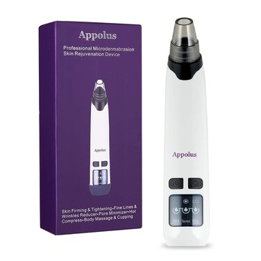 Blackhead Remover Vacuum - Appolus Premium Pores Cleaner- Facial Body Massage &amp; Cupping - Hot Compress &amp; 4 Vacuum Heads