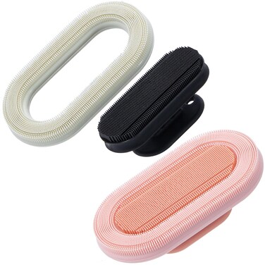 Beomeen Large Silicone Face Scrubber for Women and Men, 2 Pcs Soft Facial Cleaning Exfoliating Brush, 2-in-1 Silicone Nose &amp; Blackhead Removal Scrubber Exfoliator Brush in Shower, Pink+Blak White