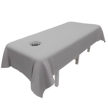 MWNAGO Massage Table Sheets,Massage Table Cover,Massage Linens, Massage Fitted Sheet, Massage Face Rest Cover with Hole, Sutiable for Beauty,Spa 55 * 95 in (Grey with Hole)