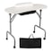 AGESISI Portable Manicure Table Foldable Nail Desk with Large Drawer Nail Tech Table for Technician Salon Workstation Client Wrist Cushion/Carry Bag/4 Lockable Wheels, 36-inch, White