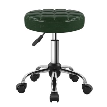 BFTOU Classic Swivel Stool with Wheel Perfect for Salon Work Home SPA Shop Height-Adjustable and Cost-Effective Rolling Stool Chair Small (Green)