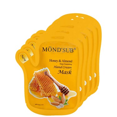 MOND'SUB 5 Pairs of Honey and Almond Best Hydrating Hand &amp; Nail Mask - Best Deep Moisturizing Gloves for Dry Hands