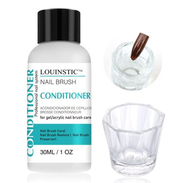 LOUINSTIC Nail Brush Cleaner and Conditioner - Quickly Clean Gel Nail Brushes, Paint Brushes, Airbrushes, Art Tools, Nail Brush Preserver and Restorer for Kolinsky Acrylic Nail Brush &amp; Gel Nail Brush