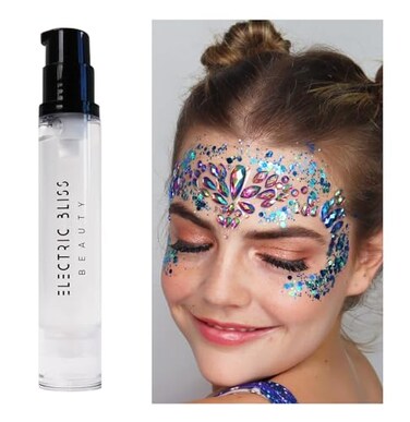 10 ML Quick Dry - Cosmetic Glitter Glue - Electric Bliss Beauty - Face &amp; Body Chunky Glitter Glue Adhesive Body Cosmetic Makeup