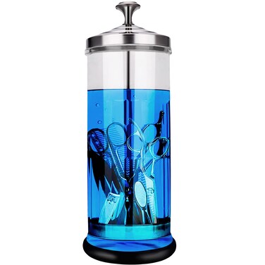 Disinfectant Jar Barber Sterilizer Jar Durable Glass Jar for Nail Tools and BarberShop Hair Stylist Tools Jar (50 Oz /1500ml)