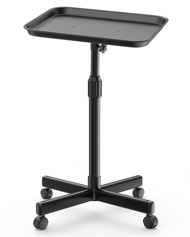 VERYTOP Salon Tray on Wheels, Adjustable Tattoo Tray Salon Trolley Cart for Hair Stylist Salon Rolling Tray for Clinic, Spa and Barber(36inch-Black)