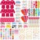 Suhine 6 Sets Girls Spa Birthady Party Supplies Birthday Print Satin Robe Tote Bags Spa Kit Nail Salon Kit(Rose Red)