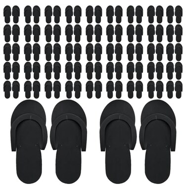 Mepase 90 Pairs Disposable Pedicure Slippers Foam Disposable Flip Flops Kit Spa Pedicure Sandals for Guests Women Men Foot Nail Salon Party Supplies Wedding Shower Favors(Black)