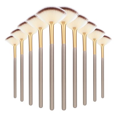Amaxiu Fan Brushes for Facials, Ultra Slim Soft Facial Fan Applicator Brushes Professional Blending Makeup Brush with Comfortable Wood Handle for Mask Mud Cream Makeup Esthetician(10 Pcs, Wooden)