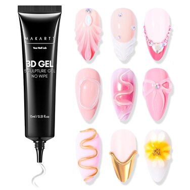 Makartt 3D Nail Gel - Nail Art Sculpting Gel Nail Glue 15g No Wipe Clear Gel Polish for Nail Designs Winter DIY Nail Art for Drawing, Molding, Sculpture and Valentines Day Decoration