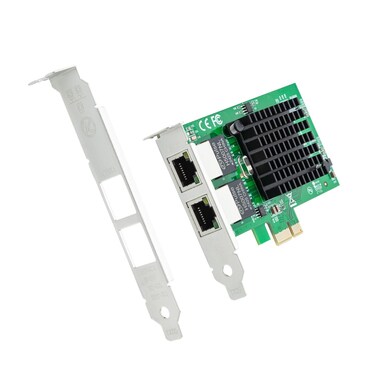 Dual Port NIC, Gigabit Ethernet Converged Network Server Adapter Card with Intel 82576 Controller Chip, Dual RJ45 Copper Ports, Compatible for Intel E1G42ET, PCI Express 2.1 X1