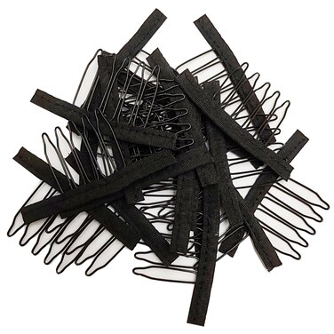 20 pcs 5-Teeth Steel Wig Clips for Making Caps and Hairpieces - Wig Accessories Tools (Black)