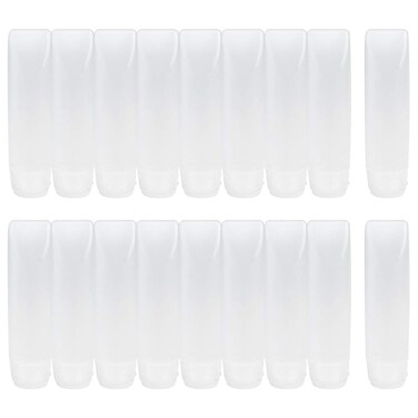 Nydotd 18 Pack Travel Size Plastic Squeeze Bottles for Liquids, 30ml/1Oz TSA Approved Travel Bottles Makeup Toiletry Cosmetic Containers Leak-Proof Travel Containers with Flip Caps Refillable