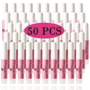50Pcs Nail Glue, Nail Glue for Acrylic Nails Press On Nails Professional Nail Tip Glue Long Lasting Nail Adhesive Glue Super Bond for False Nails Adhesive for Fake Nails Glue Tips 0.07oz