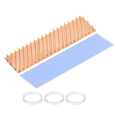 MECCANIXITY Copper Heatsink 70x20x3mm with Thermal Pad and Rubber Ring for M.2 SSD Module, PC, Laptop Cooler 1 Set