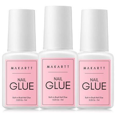 Makartt Super Strong Nail Glue for Acrylic Nails: 7ML 3 Pcs Brush on Nail Glue for Nail Tips Press On Nails Ultra Quick,Long Lasting,Easy to Use False Nail Glue for Glue on Nails Fake Nails DIY Nails