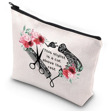G2TUP Hairdresser Cosmetologist Gift for Hair Stylist Women Cosmetic Bag Barber Floral Pouch This Stylist is a Cut Above the Rest (Hair Stylist)