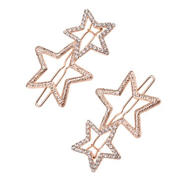 AEGYPIUS Star Clips, 2 Pcs Rhinestone Star Hair Clips Gold Star Clips Hair, Star Hair Clip Star Hairclips Star Barrettes Hair Clips Star Hair Accessories Y2k Hair Clips Stars for Women and Girls