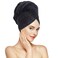 SUNLAND Microfiber Hair Towels Anti Frizz Hair Drying Towel Super Absorbent Fast Drying Turbans for Wet and Curly Soft Head Towel Wrap with Elastic Band 24 inch X 43 inch Black