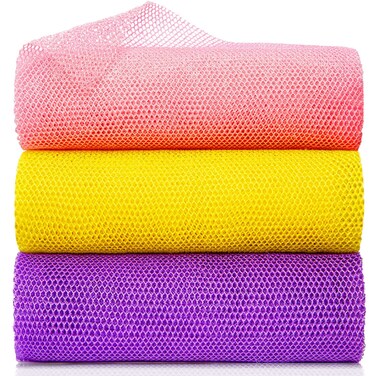 GIGULES 3 Pieces African Net Sponge African Exfoliating Net African Bath Sponge African Scrubbing Long Net Rag African Wash Net Shower Body Scrubber