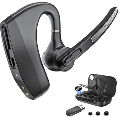 Herloreen Wireless Headset with Noise Cancelling Mic &amp; USB Dongle, Bluetooth Earpiece with Microphone for Work, Office Teams, Cell Phones, PC/Computer, Trucker Work