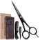 Beauty &amp; Crafts- 5'' German Beard Mustache Scissors - 2 Mustache Comb for Facial Hair with Beautiful Pouch - Beard Trimming Scissors Use for Grooming, Cutting, and Styling of Mustache (Black)