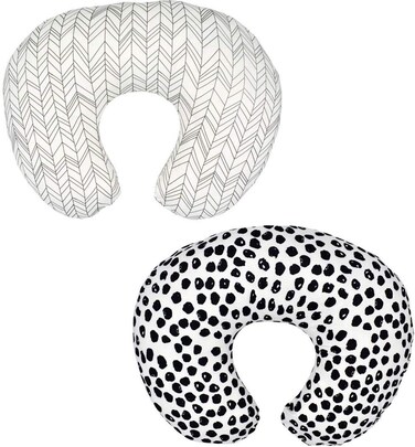 Little Jump 2 Pack Nursing Pillow Cover Slipcover for Breastfeeding Pillows, Soft and Comfortable Safely Fits On Standard Infant Nursing Pillows (Geometric &amp; Speckles)