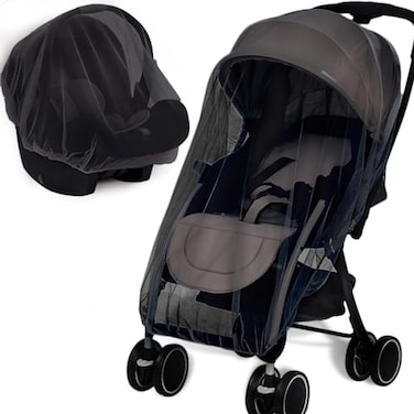 Mosquito Net for Stroller 2Pack - Protective Baby Stroller Mosquito Net - Perfect Bug Net for Strollers, Bassinets, Cradles, Playards, Pack N Plays and Portable Mini Crib (Black)