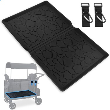 Myvikcar All Weather Mat for Wagon W2 Series, Foldable Silicone Stroller Mat with Two Hooks, Protect from Sand, Dirt Water, Waterproof and Detailings, Easy Clean for All 30x16 inch of Wagons