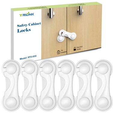 TRILINK Cabinet Locks for Babies 6 Pack, Baby Proofing Baby Safety Locks, Child Locks for Cabinets, Fridge Locks for Kids, Strong Adhesive No Drilling-Durable-Multifunctional for Furniture Kitchen