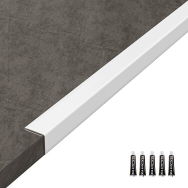 Jiekayi 5 Pcs Aluminum Wall Corner Protector L Molding Corner Guards Wall Edge Trim for Walls Door Window Cabinets Fireplaces Marble Tile Edge 35.5" x 0.75" (White)