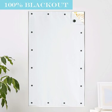 KGORGE Portable 100% Blackout Curtain Adjustable Temporary Blackout Blinds with Suction Cups for Nursery, Children Kids Bedroom Apartment or Travel Use, Wide 35 x Long 64 inch, White, 1 Panel