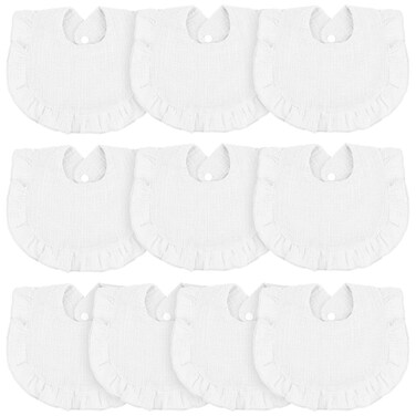 10 Pcs Baby Muslin Bibs Drool Bandana Soft Adjustable Baby Cotton Bibs for Newborn Baby Girl Boy Toddlers Infants Teething (White)
