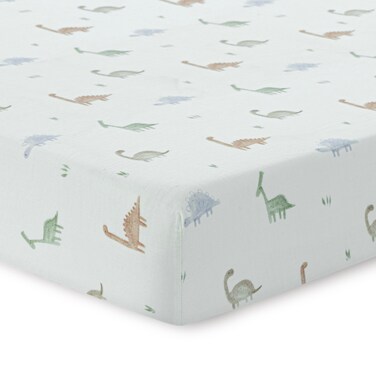 Dreamology Cotton Crib Sheets for Boys and Girls   Super Soft, Breathable 1-Pack   100% Cotton Muslin Crib Sheets Fitted for Standard Cribs and Toddler Beds (28"x52")   Dino