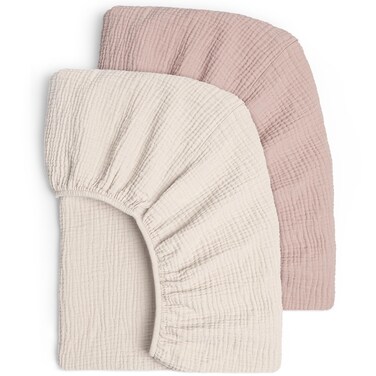 Lulu moon Muslin Crib Sheets - Fitted Crib Mattress Sheets for Boys and Girl - 28"x 52", 2 Pack (Cream &amp; Sand)