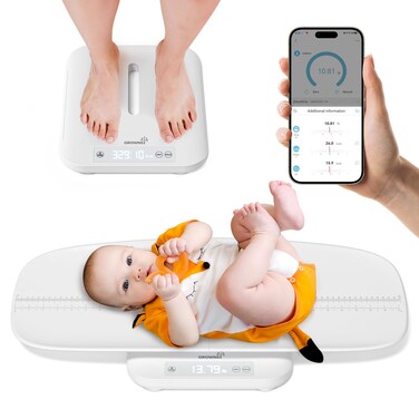GROWNSY Smart Baby/Pet Scale,Digital Baby Weight Scale with App for Tracking Growth of Infant, Toddler,Puppy,and Cat&mdash;Supports Up to 330 lbs, with Hold Function, 27-inch Height Measurement,5 Units