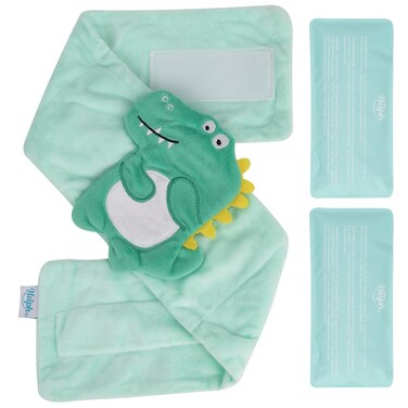 Hilph Baby Colic, Gas and Upset Stomach Relief, Heated Warmer Tummy Wrap with 2 Gel Packs for Newborns and Infants, Baby Heating Pad Swaddling Belt Natural Relief (Green Dinosaur)