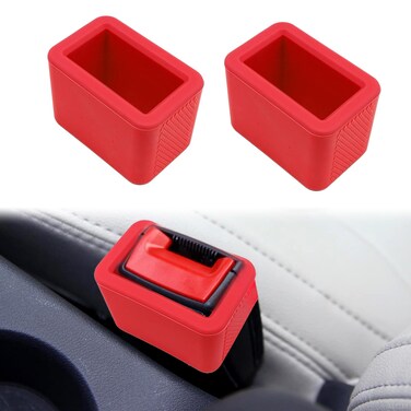 2-Pack Buckle Holder, Easy Access to The Buckles of Rear Seats, Keep Buckle in Upright Position, Buckle Holder Compatible with Baby Seat, Silicone Belt Buckle Holder Booster (Red)