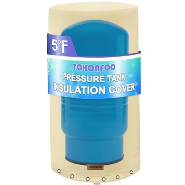 Round Well Pressure Tank Cover (5&deg;F) - Insulated Well Pump Cover - Water Well Tank Covers - Thickened 3 Layers Water Well Tank Covers Insulated for Winter Freeze Proof, 28"Dia x 44"H, Beige