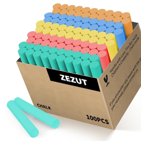 ZEZUT Colored Chalk 100PCS, Low Dust Chalks Stick Bulk for Chalkboard Blackboard Non-Toxic