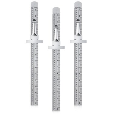 6 Inch 15 cm Pocket Ruler Flexible Precision Stainless Steel Ruler with Detachable Clips Stainless Steel Pocket Clip Scale Gauge Ruler Metric British System (3 Pieces)